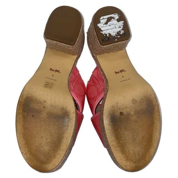 Coach Pink/Red Espadrille Sandals, Size 6 - Picture 6 of 17